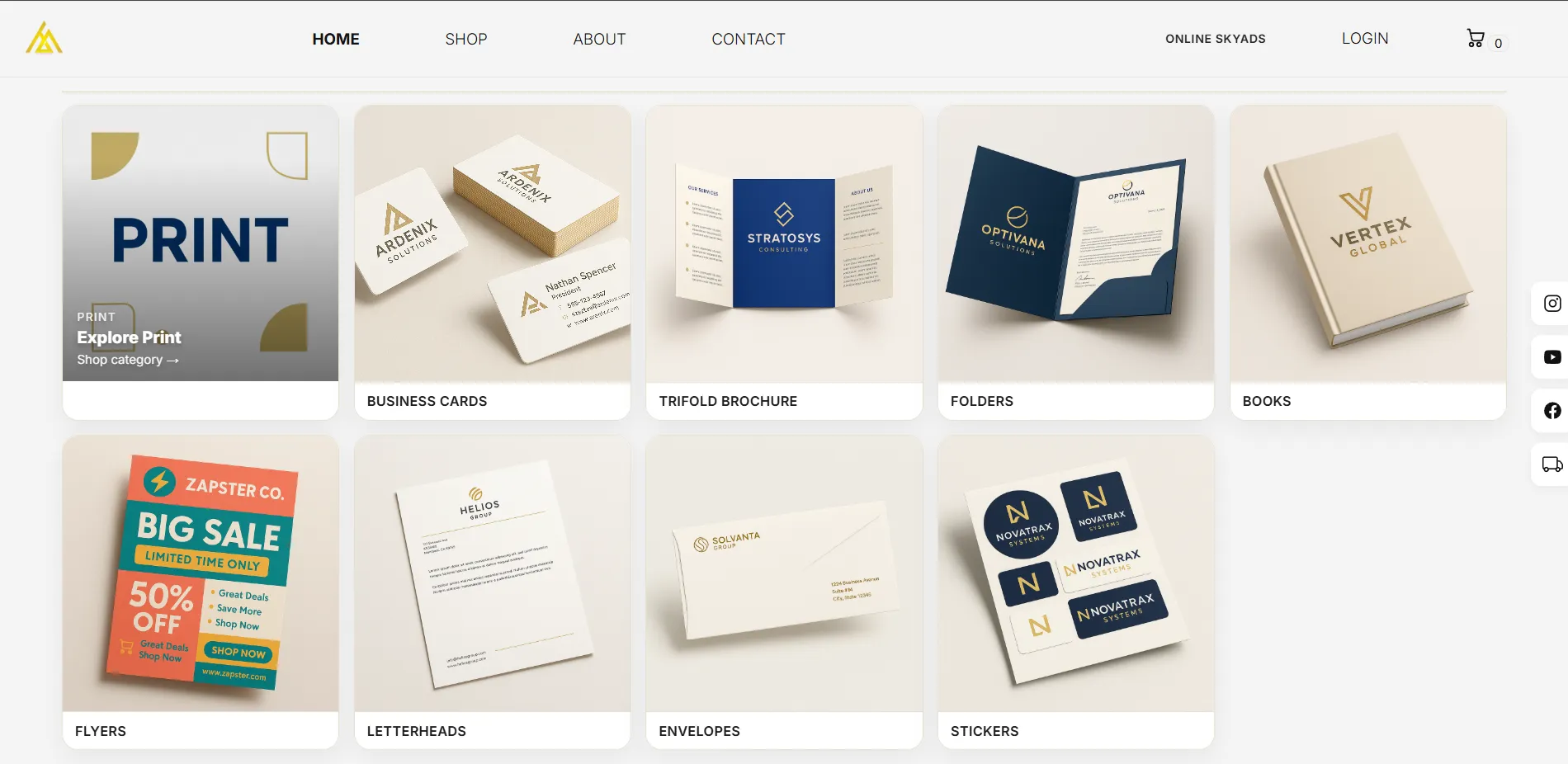 E-Commerce Print Category & Product Discovery Grid